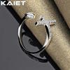 925 Silver Cross Crystal Heart Adjustable Ring For Women Accessories Jewelry