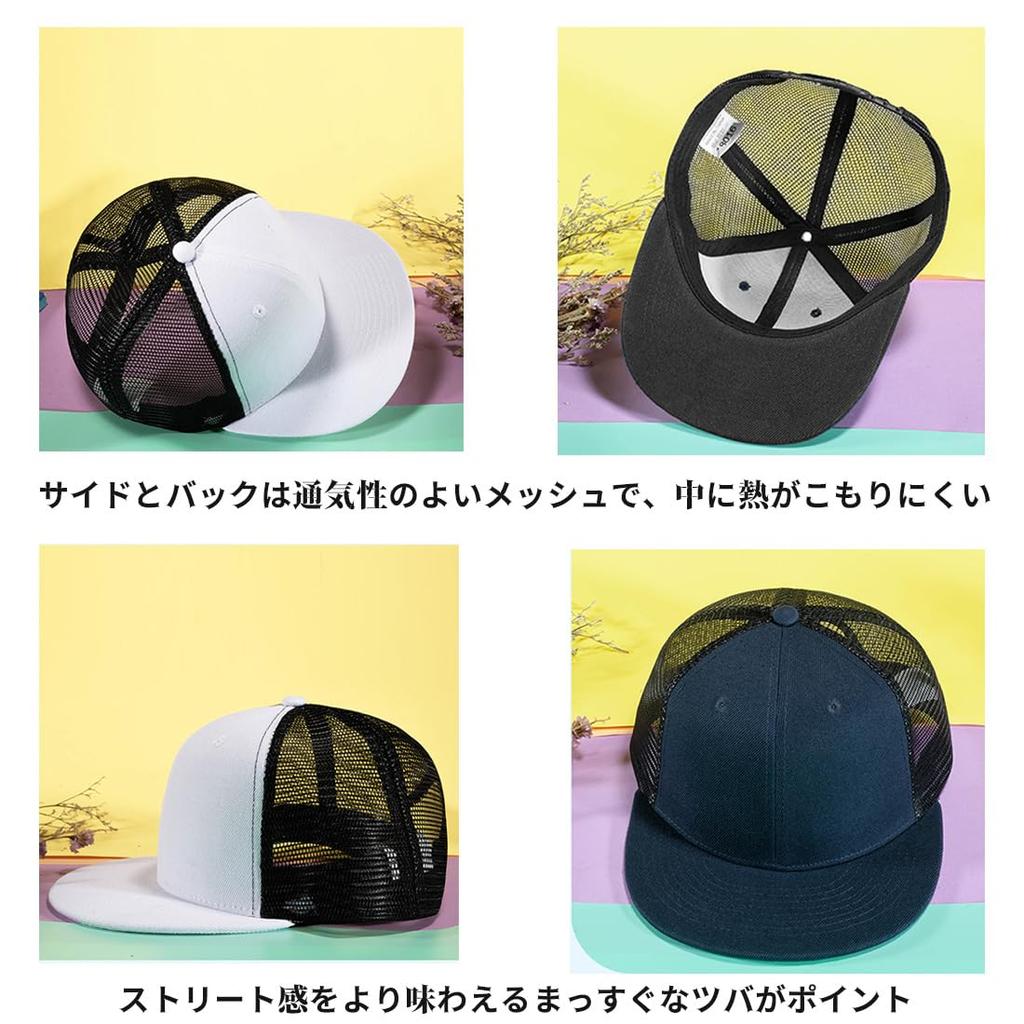 Flat brim mesh cap for men and women [Laquest] (white)