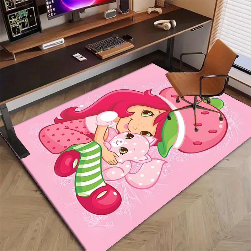 1pc Princess Strawberry (13) Design Printed Area Rug Carpet for Bedroom Living Room Home Decor Rugs Mat Non Slip Mat Rug for Bedside