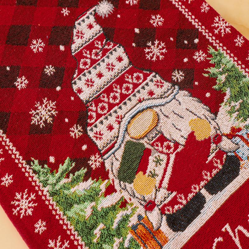 Christmas Tree Elk Snowflake Plaid Table Runner Party Wedding Decoration Table Runner Christmas Decoration Home Table Runner