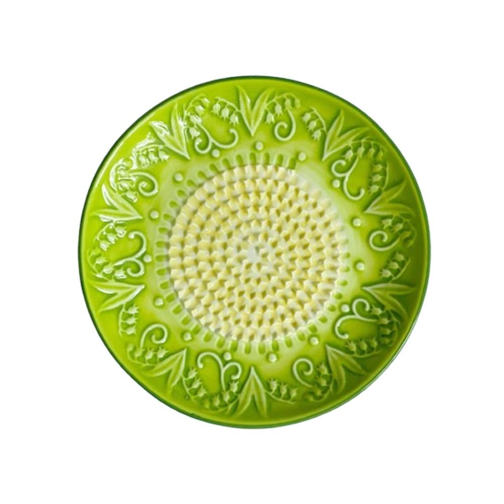 Raised Teeth Ceramic Grater Plate Colorful Embossed Manual Garlic Masher Household Use