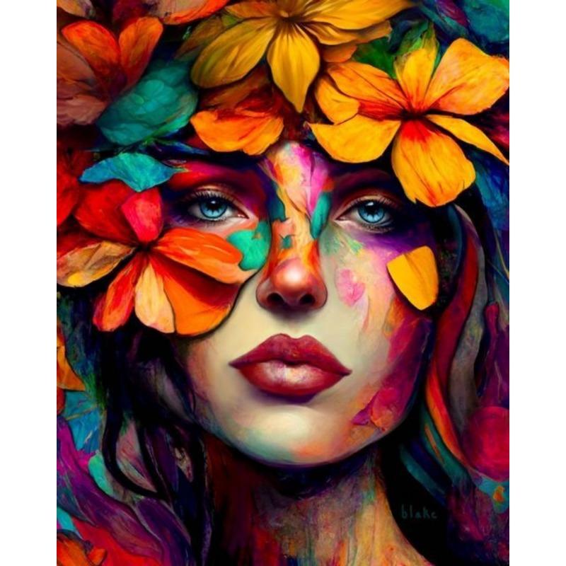 Figure Oil Painting Flower Woman Abstract Canvas Painting Printing Poster Wall Art Picture For Living Room Home Decor No Frame