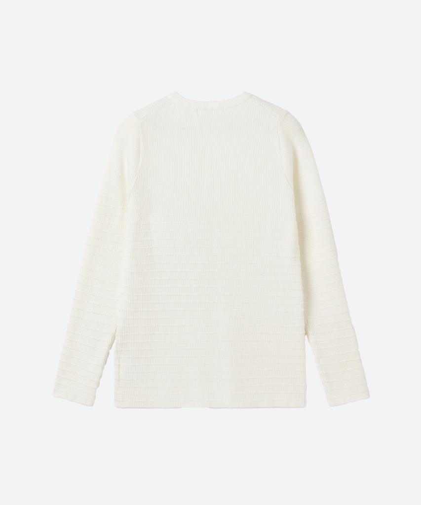 MOONSUN Unisex, Stripe Henley Neck Knit / Ivory