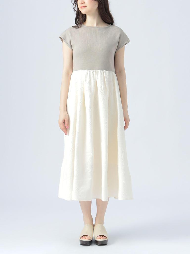 Beams Heart Jacquard Combination One Size Women's Dress, Beige,