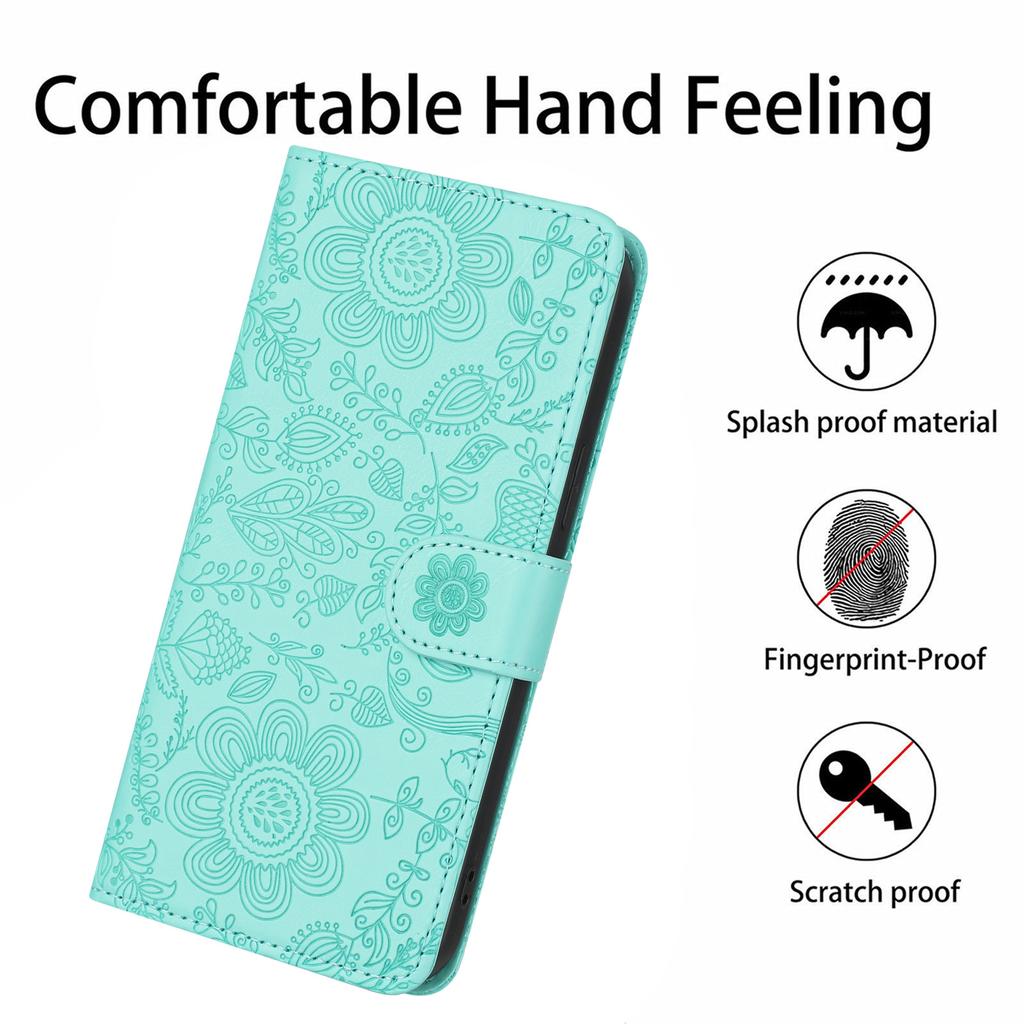 For Samsung Galaxy S25+/S24+ Case Flower Imprint Leather Flip Wallet Phone Cover with Wrist Strap