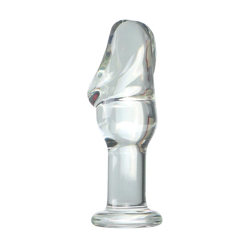 Large Brown Transparent Realistic Glass Dildo for Female Masturbation