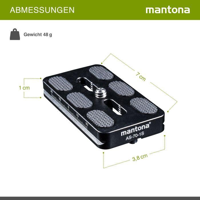 Rychloupínací destička - mantona - as-70-1s - CNC obráběný hliník - černá - arca-swiss