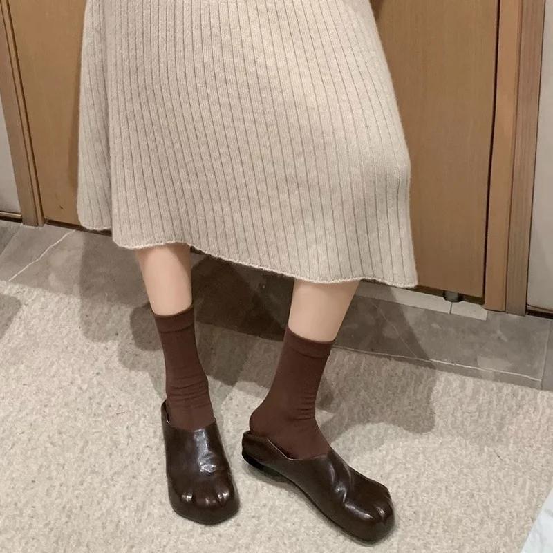 Fashion 2025 New Style Cat Claws Leather Flats Solid Slip On Leisure Dress Shoes Lovely Girls Fashion Concise Comfy Niche Design Shoes