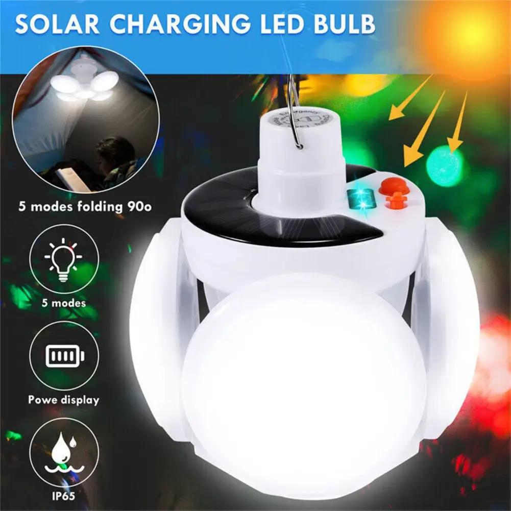Zasilana solarnie zewnętrzna diodowa żarówka akumulatorowa światło kempingowe energooszczędne pilot zdalnego sterowania przenośna latarnia