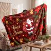 Christmas Custom Name Printed Flannel Blanket Warm Comfort Bed Throw Home Decor Holiday Gift