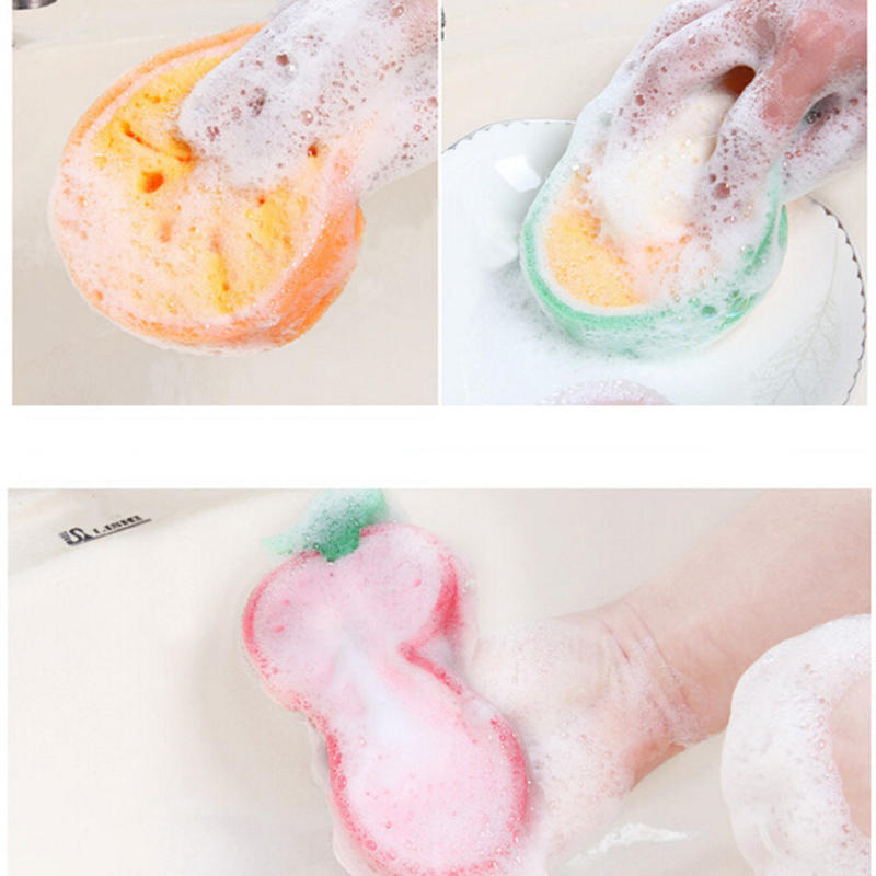1PS Scouring Pad Sponge Dish Fruit Shape Thicken Microfiber Kitchen Cleaning Cloths Washing Dishes