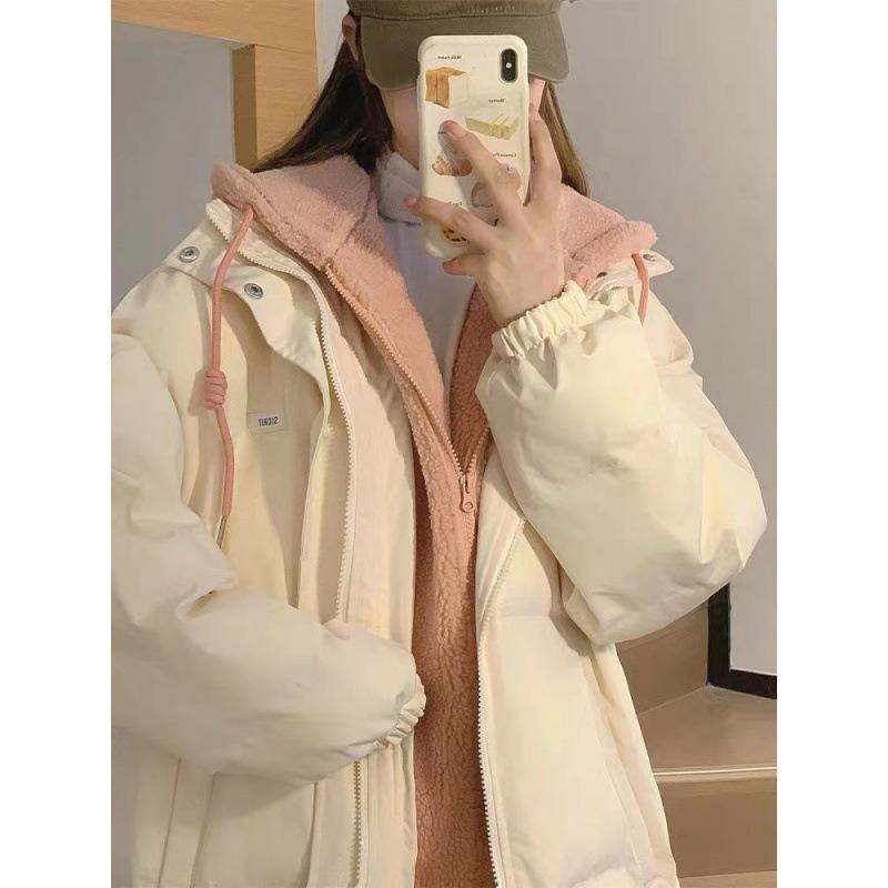 Milk Huhu cotton clothes women's new winter thickened bread clothes gentle wind fake two-piece cotton-padded coat