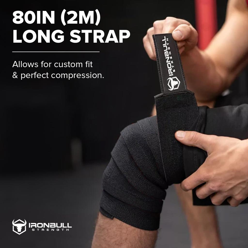 Owijki na kolana Iron Bull Strength Elastyczne wsparcie kolana i łokcia Kompresja do treningów na siłowni Paski na kolana do przysiadów (Para) - 80" & - Podnoszenie ciężarów,