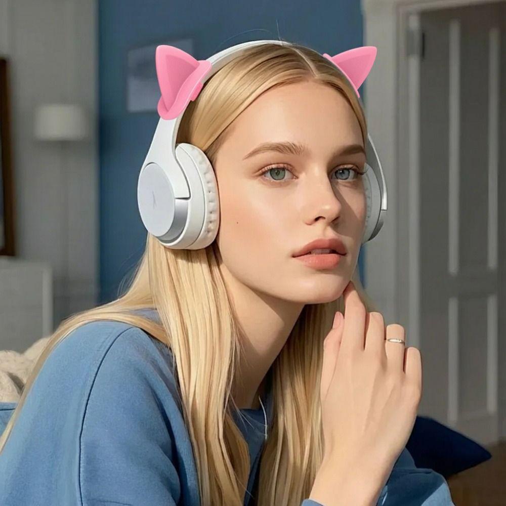 2 Pack Silicone Cat Ears Headphone Decorations Adjustable Headphone Accessories  Girls