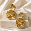 Gold Plated Large Flower Drop Earrings: European & American Light Luxury Style