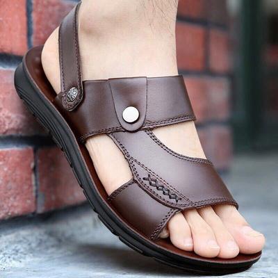 Sandalias de cuero para hombre, zapatos clásicos de verano para hombre, zapatillas, sandalias suaves para hombre, calzado romano cómodo para caminar al aire librehn87