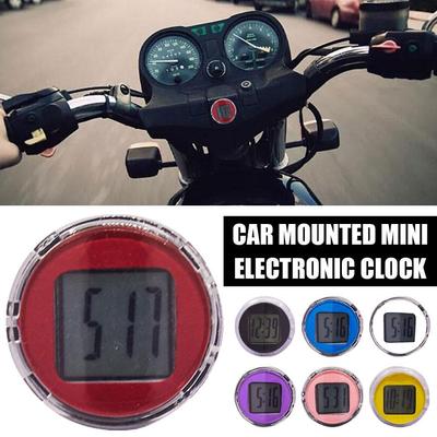 1 Adet Mini Su Geçirmez Motosiklet Bisiklet Yapışkan Dijital Ekran Saat İzle Motosiklet Dekorasyonu Oto Araba İç Aksesuarları