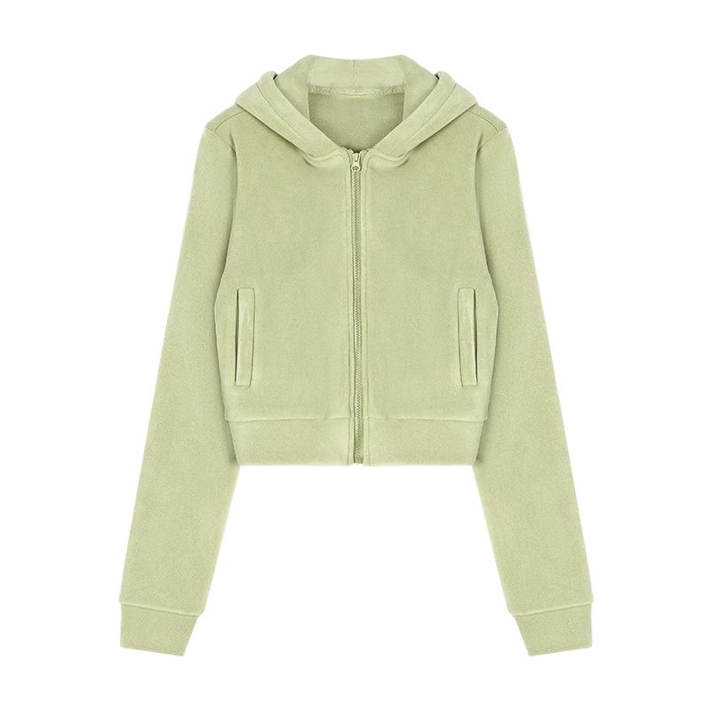 

Casual Sports Suit Female Niche Style Hoodie Coat Tops Autumn Trousers Loose Pants Mop Pants Two-piece Set Green Outwear L