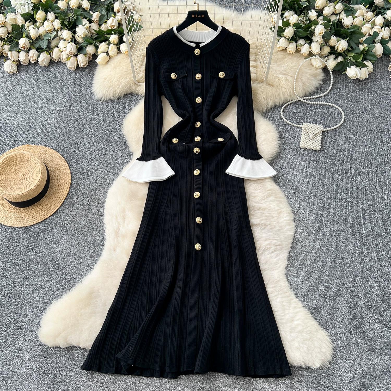 

Осень Зима Женский Элегантный SP Вязаный Свитер Длинные Макси Рождественская Вечеринка Приталенные Платья Русалка One Size чёрный