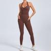 Bombshell Same Style Halter Side Pocket Yoga Jumpsuit Female Dance Open Back Fitness Bodysuit
