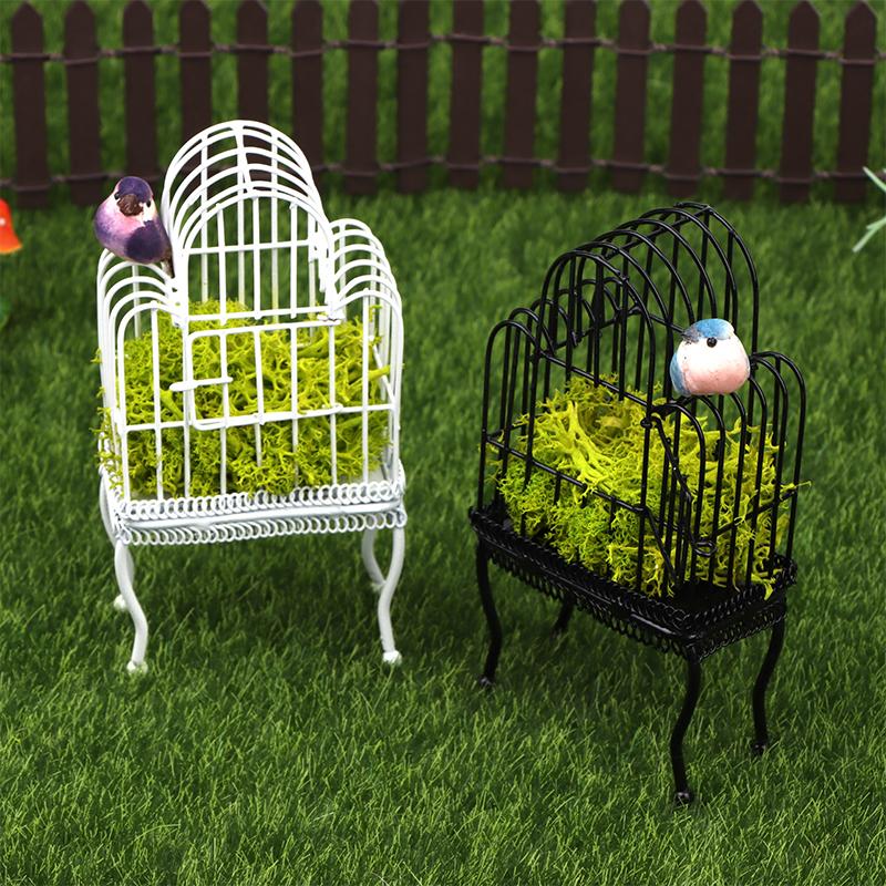 1:12 Puppenhaus Mini Eisen Kunst Vogelkäfig Modell Puppenhaus Miniatur Vogelhaus Garten Dekor Spielzeug Puppe Micro Szene Bau Requisiten