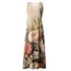 Summer Casual Dresses For Women Sleeveless Floral Print Tank Sundress Pleated T-shirt Cotton Dress With Pockets