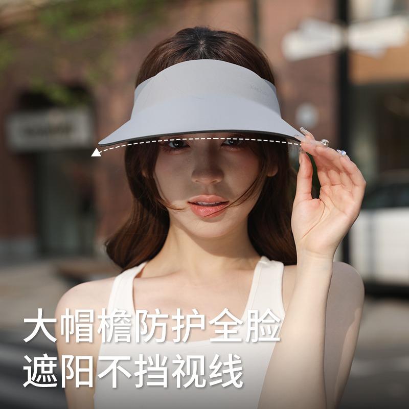 Traceless Integrated Sun Protection Hat Women's Summer Sun Hat UV Protection Big Brim Cycling Sports Empty Top Sun Hat