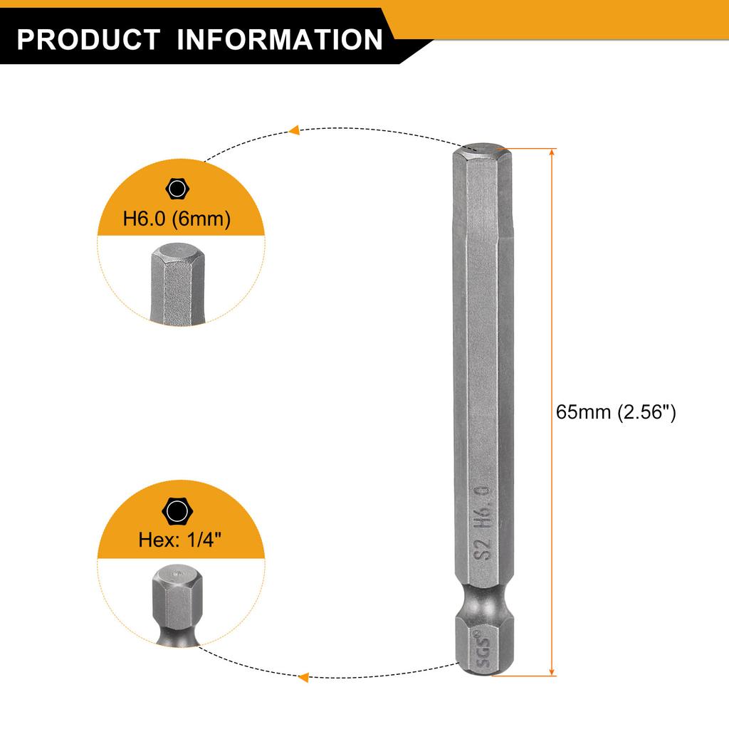 Hex Head Drill Bit Wrench 1.5/2/2.5/3/4/5/6/8/10/12mm Metric 1/4" Hex Shank Magnetic Hexagonal Screw Driver Socket Power Bits