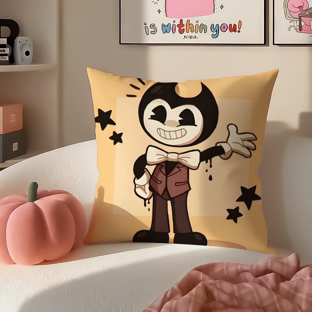 American Game BBendy and the Ink Machine Cushion Cover Pillowcase Short Plush Invisible Zipper Room Sofa Cushion Cover