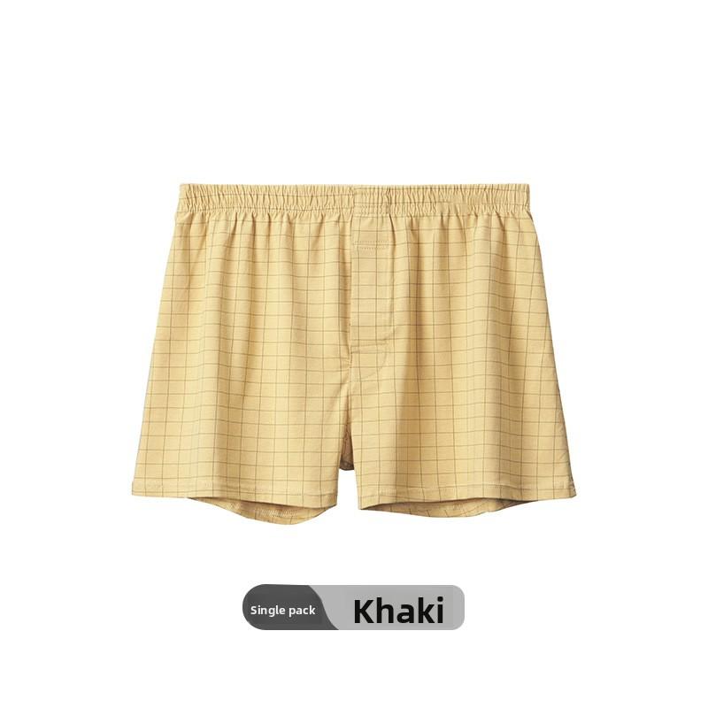 Plus Size Men's Spring Summer Plingham Striped Loose Breathable Briefs