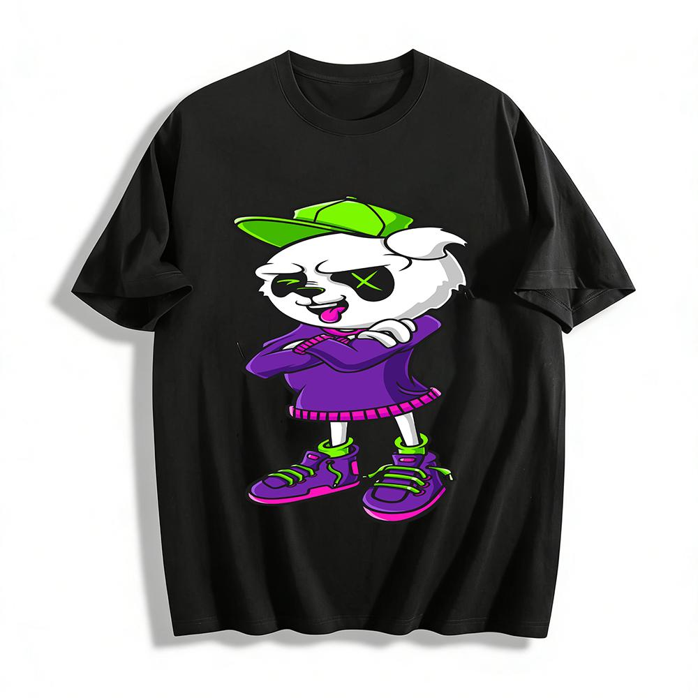 

Trendy Street Style Panda Print Casual Top Pure cotton T-shirt XXS
