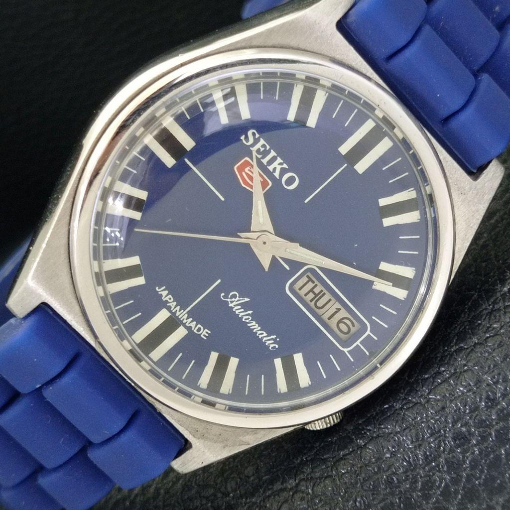 JAPAN VINTAGE SEIKO 5 AUTOMATIC 7009A MENS BLUE COLOR DIAL WATCH a702106-5 R208-a702106