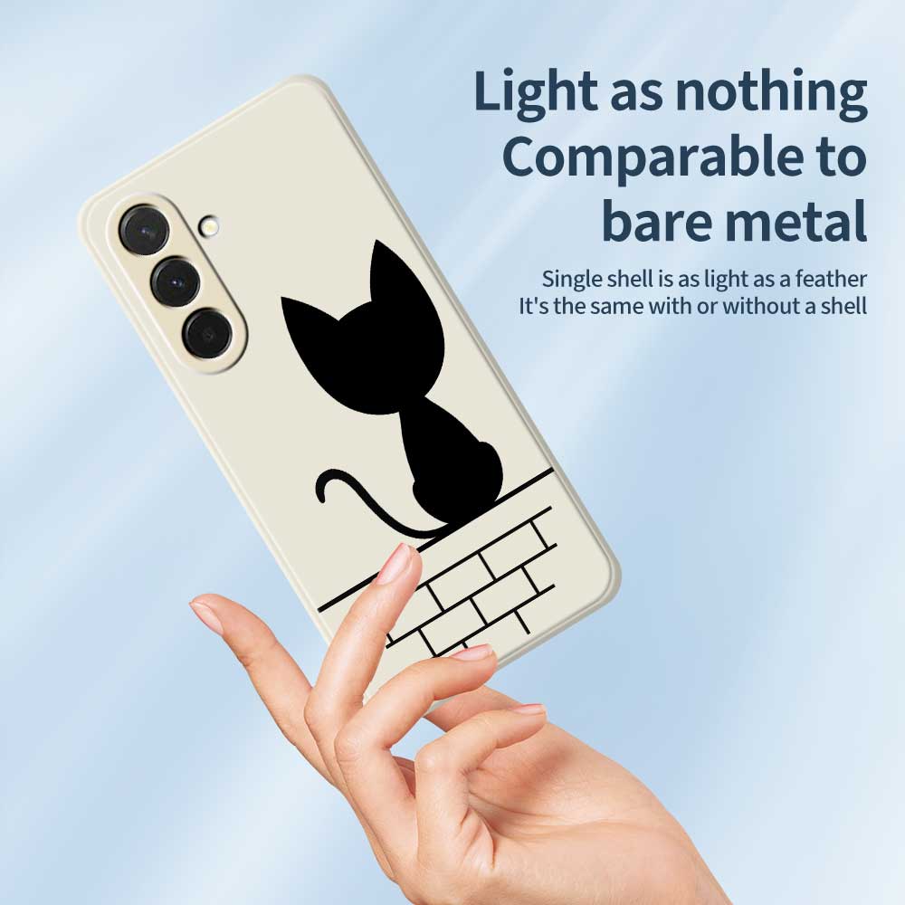 For Samsung Galaxy A36 5G Case Black Cat On the Wall Pattern Printing Straight Edge TPU Phone Back Cover