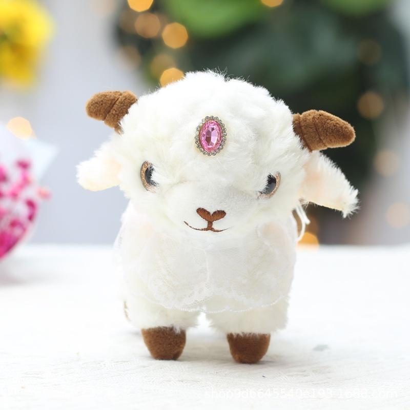 White Fluffy Sheep Stuffed Animal Soft Breathable Washable Fabric Adorable Big Eyes Great Gift for Kids Travel Companion