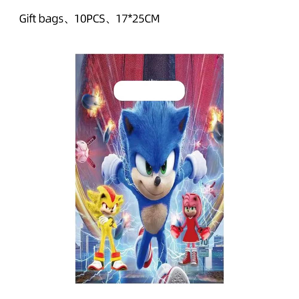 New Cartoon Sonic Party Supplies Boys Birthday Party Disposable Tableware Set Paper Plate Cup Napkin Balloon Baby Shower Decor