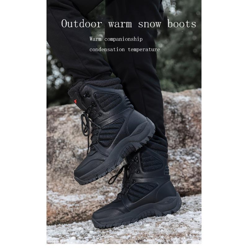 Men's Outdoor Warm Plus Grip Snow Shoes, Comfortable Arch Support Non-Slip Boots for Hiking and Mountaineering, Men's Shoes