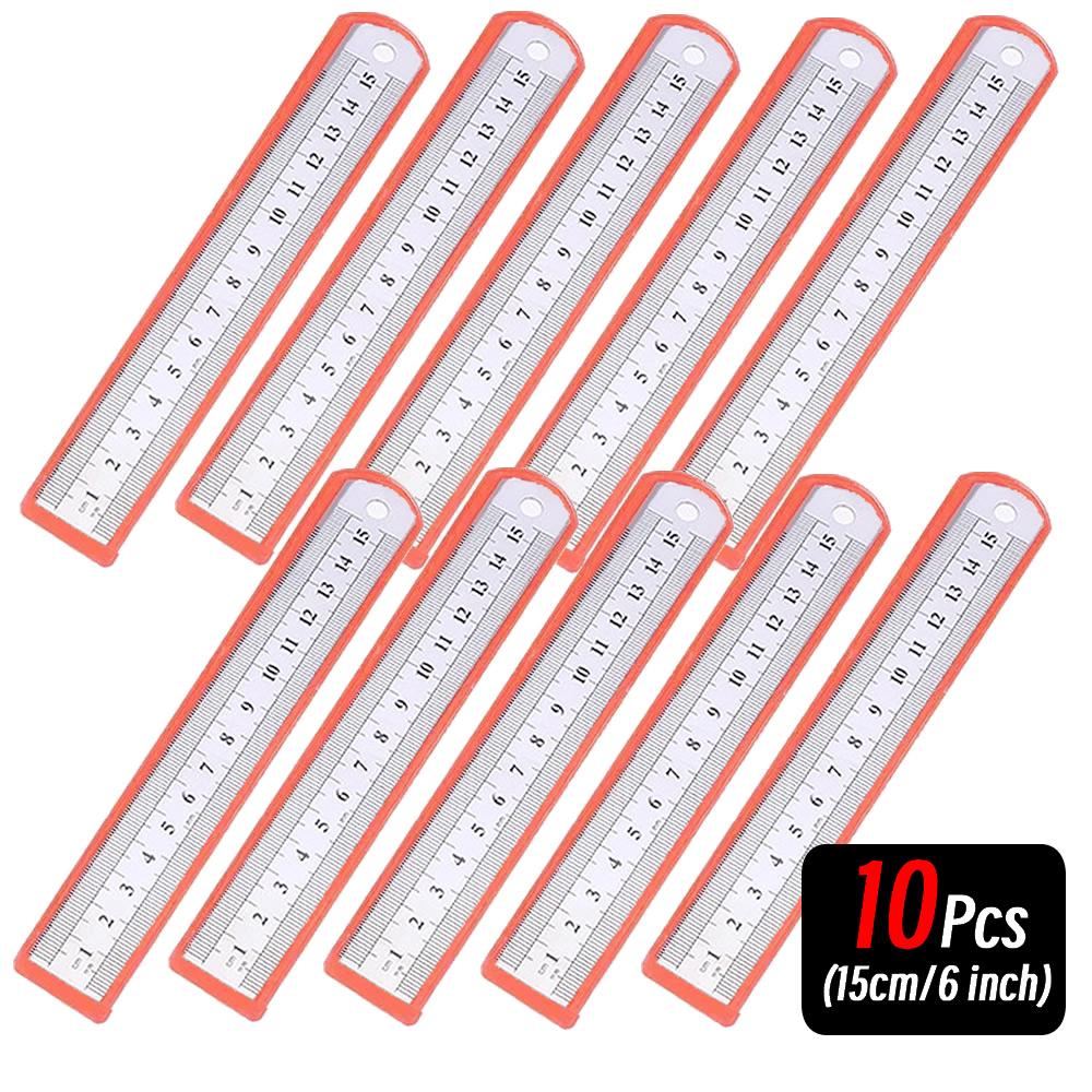 10P 15-30cm Stainless Steel Metal Straight Ruler Precision Double Sided Precision Measuring Tool Scale Metric Ruler Accessories