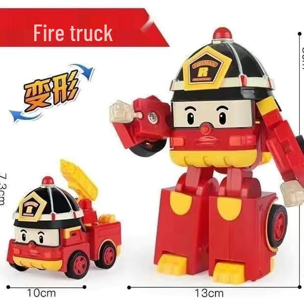 Transformable Robo-Toy Set: Sheriff, Fire Truck, Police, and Firefighter Cars