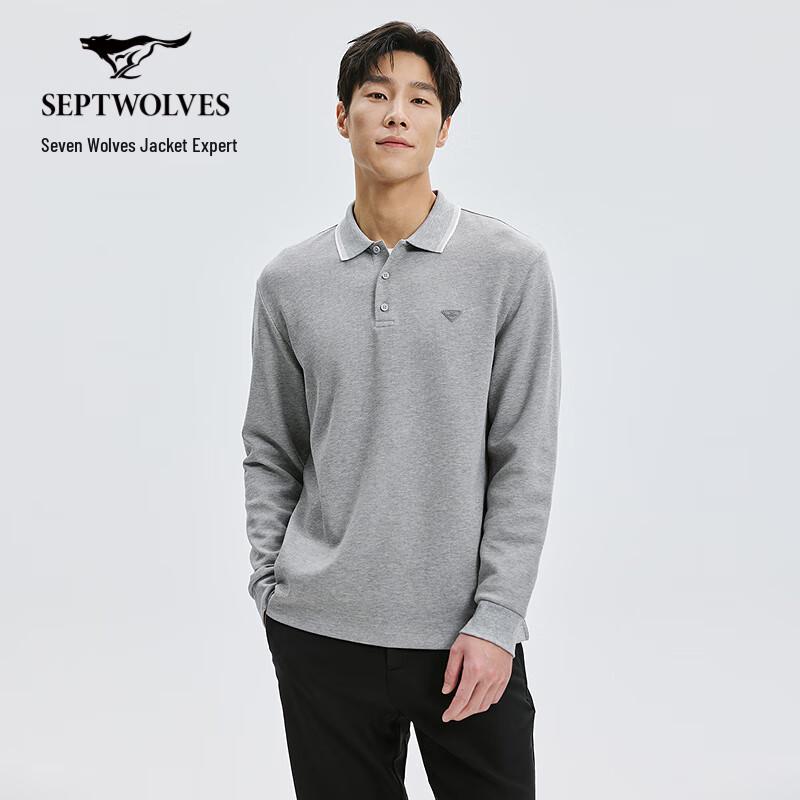 SEPTWOLVES Men s Textured Long-Sleeve Polo Shirt XXXL