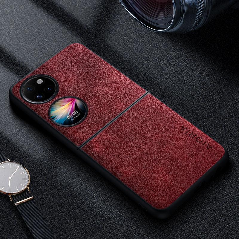 Premium Luxus Leder Handyhülle für Huawei P60 P50 Pocket 5G Retro Business Stil Einfarbige funda capa Hülle