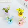 5Pcs Multicolors Flower Basket Miniatures Resin Desktop Ornaments Fairy Garden Decoration Moss Terrarium Micro Landscape