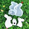 Desk Ornament Mould Flexible Silicone Mold for 3 Rabbit Family Figurine Decoration Gypsum Mold Jewelry Making Supplies