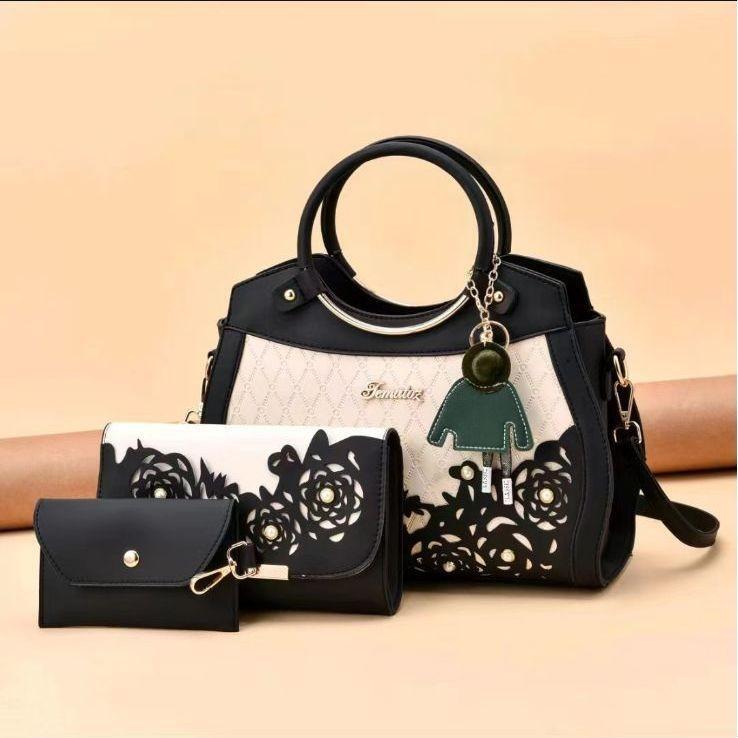 Elegant Women's Cross-border Three-piece Handbag Set With Versatile Capacity And Chic Design