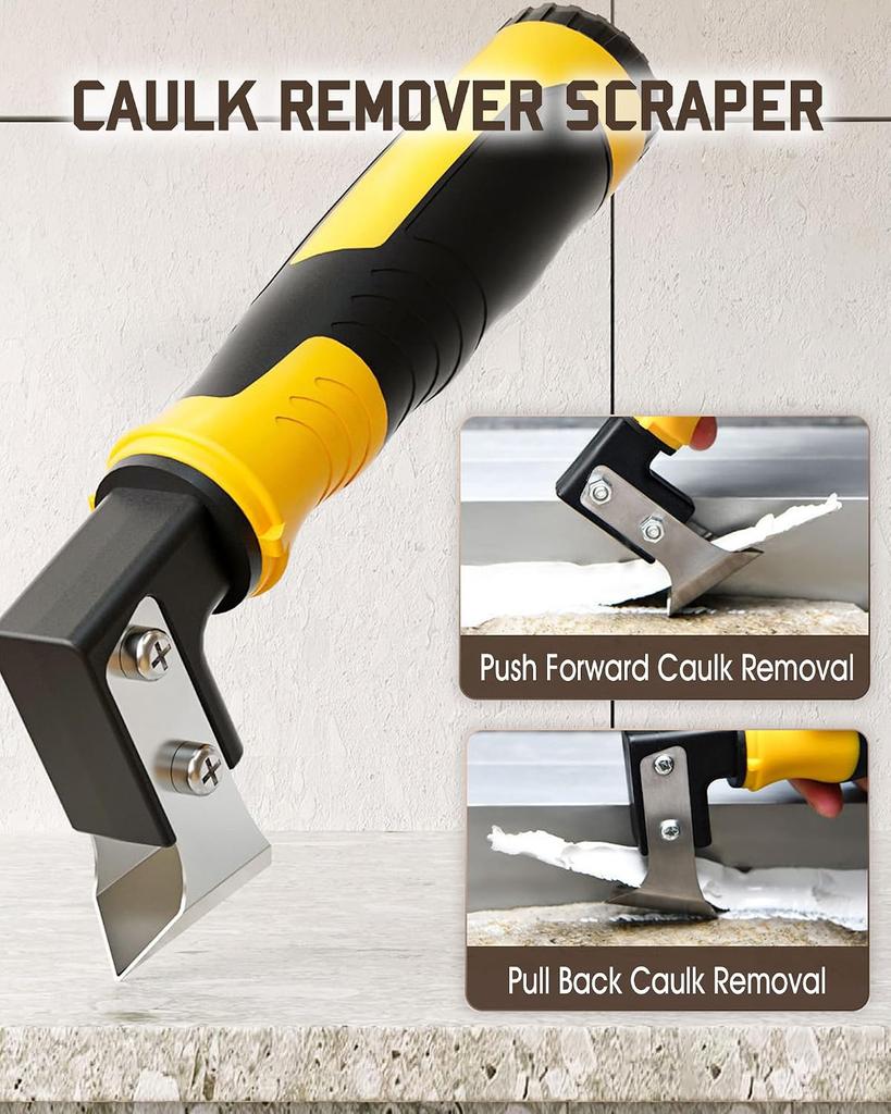 All-in-One Professional Caulk Remover Tool – Multi-Functional Scraper with Interchangeable Heads for Seamless Tile, Grout, and Bathroom Renovation