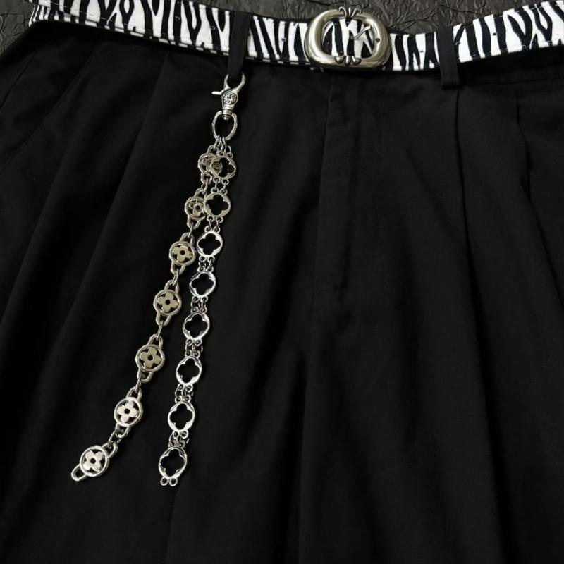 Floral Alloy Detachable Trousers Chain Vintage Silver Jewelry Ornament For Pants Bags Wallet Fashion Accessories