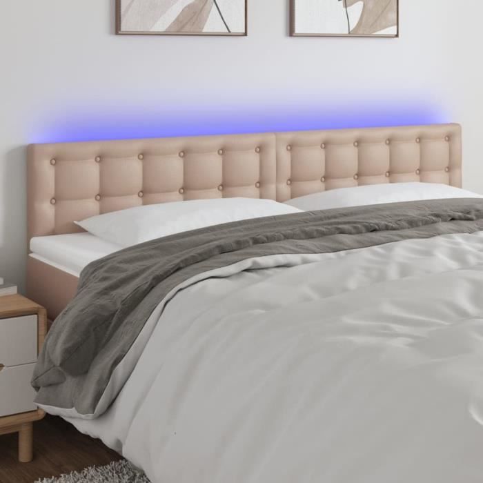3121713 vidaXL LED Headboard Cappuccino 160x5x78-88 Cm Faux Leather