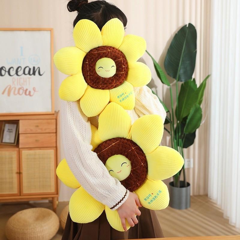 Sunflower Plush Pillow Decorative Cushion Car Backrest Office Chair Backrest Home Sofa Pillow 40cm