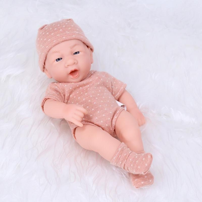 7.87 Inches Reborns Popular Pouting Cute Girl Doll with Knit Sweater Hat Soft Cuddle Doll for Toddler Birthday Gift