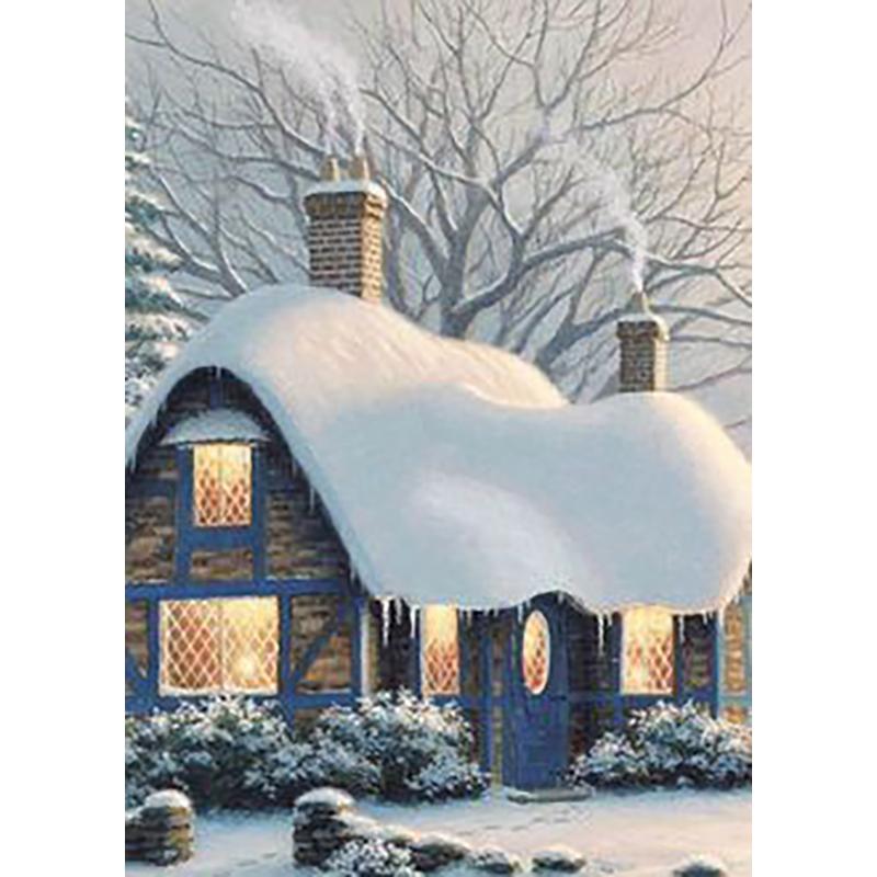 Diy 5d Diamond Painting Full Round Drill Winter Mosaic Snow Scenery Diamond Embroidery Cross Stitch Home Decoration Wall Art