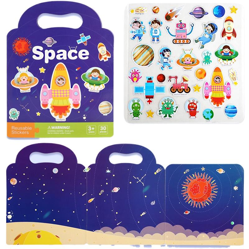 Reusable Bubble Sticker Book Set - 6 Themed Portable Activity Books Perfect for Kids' Imaginative Play and Fine Motor Skills